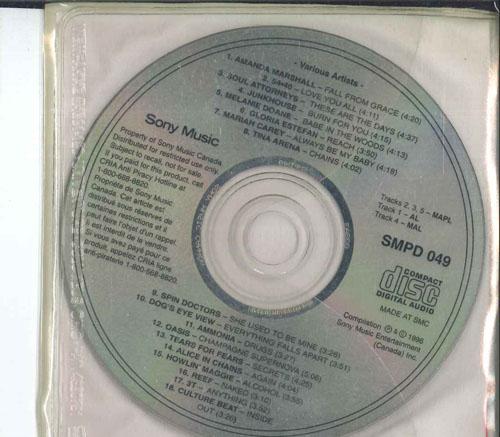 CD РАЗЛИЧНЫЕ Sony Music Сэмплер SMPD049 SONY MUSIC 1996 Канада Рок Б/у