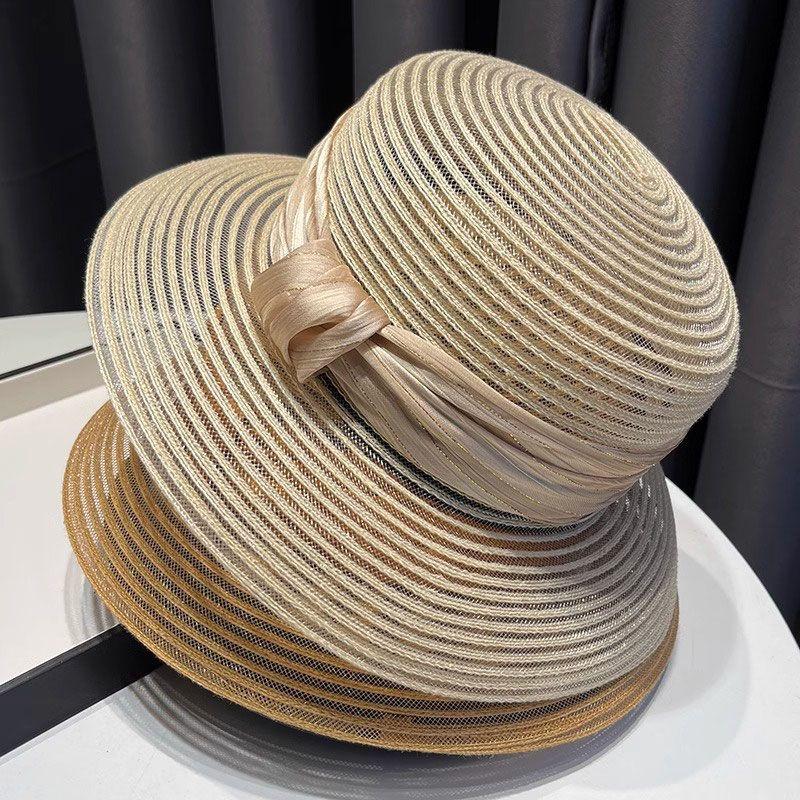 Fashionable Summer Woven Top Hat Women's Light Luxury Top Hat Breathable Sun Hat New Sun Protection Basin Hat