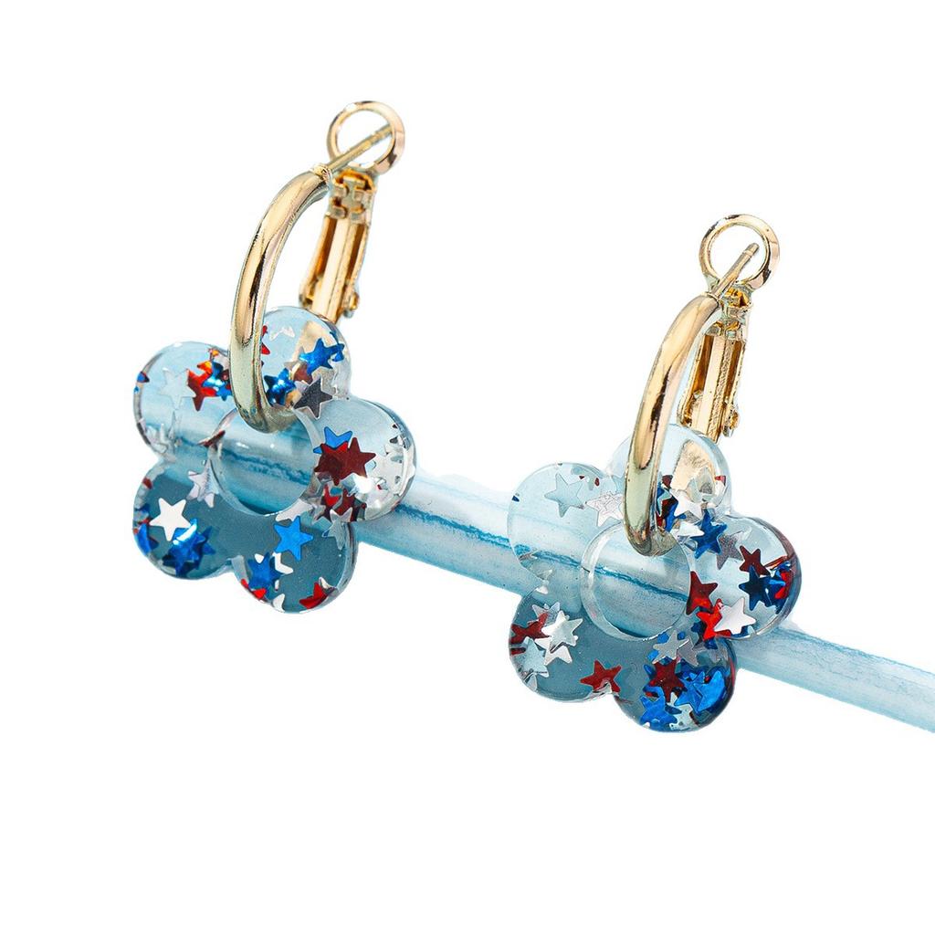 Fashion Exaggerated Flower Earrings Women'S Niche Design Sense Color Temperament Elegant Versatile Earrings