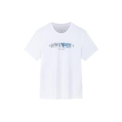 Training Series Letter Print Round Neck Moisture Wicking Short Sleeve T-Shirt Men Tops Pure-White 152427102-1