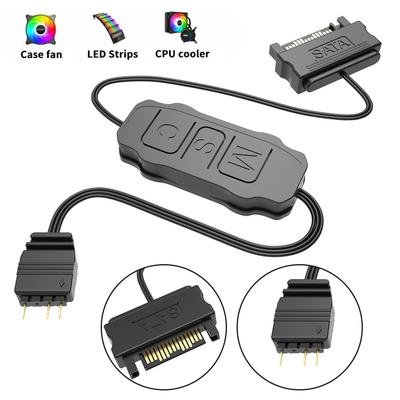 5V 3PIN ARGB Controller ARGB 5V 3PIN To SATA Interface Extension Cable RGB Sync Controller Cable for PC Fan Light Strip