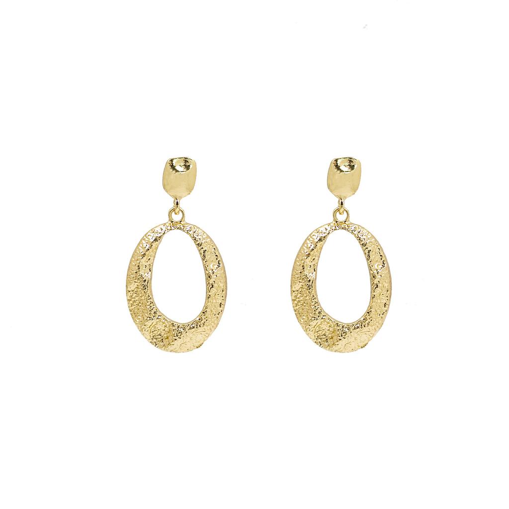 Minimalist Metal Earrings with Geometric Ellipse Design