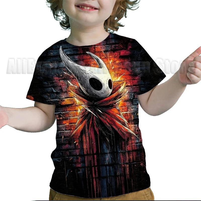 Kids Hollow Knight Silksong T-shirts Fridge Magnet Boys Girls T Shirts Child Cartoon Tshirt Camiseta Summer Toddler Tee Costume