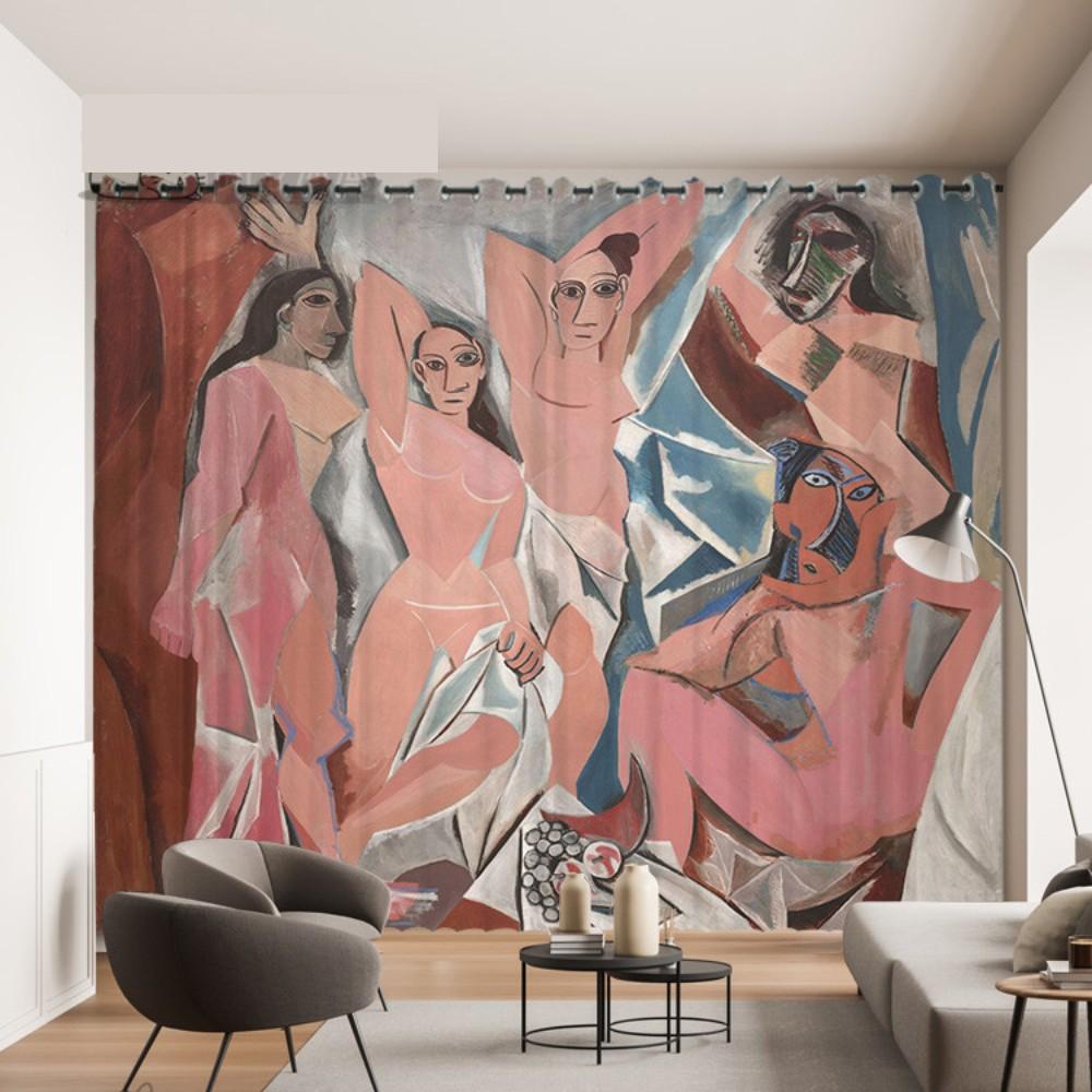 

Знаменитая картина, занавеска Пикассо, голубь мира, искусство скандинавских меньшинств, ткань для штор, абстрактный реализм, спальня, окно от пола до потолка (50Wx50H)x2(CM)&Grommet Top