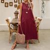 Women's Sleeveless Long Dress Casual Crew Neck Maxi Dress Summer Beach Vacation Shift Sundress with Pockets