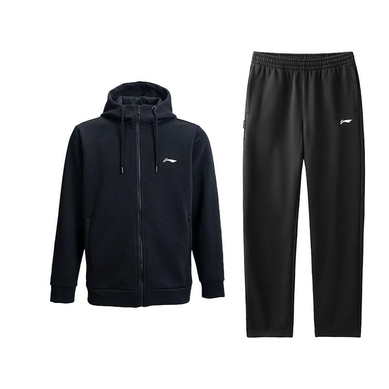 

Li-Ning Versatile Logo Print Hooded Long Sleeve Comfortable Long Pants Sweatshirt Set Men Sets AWDVG73-1+AKLVD05-1 M