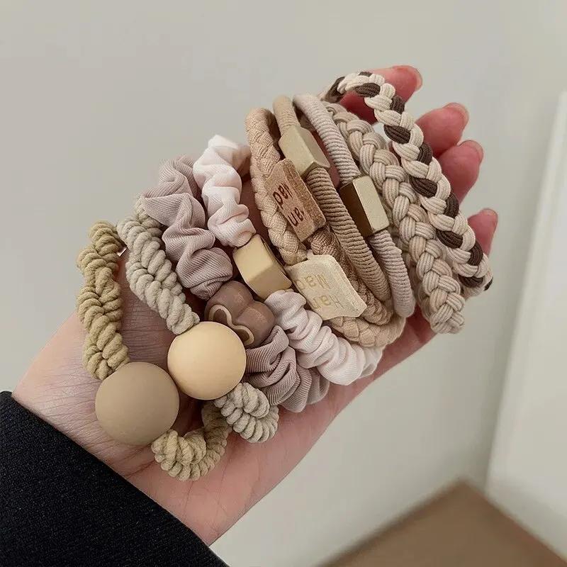 

10Pcs Women Leather Headband Hair Ties, High Elastic Ponytail Holders, Simple Durable Hair Circle Accessories