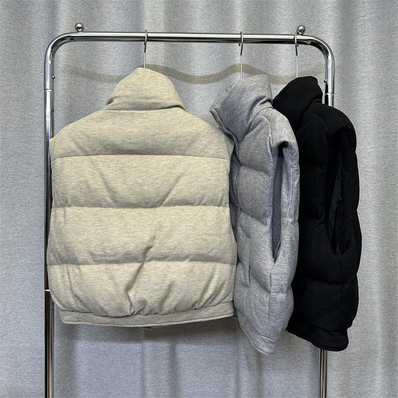 Thickened down vest women's new thickened stand-up collar corduroy vest white duck down thermal vest