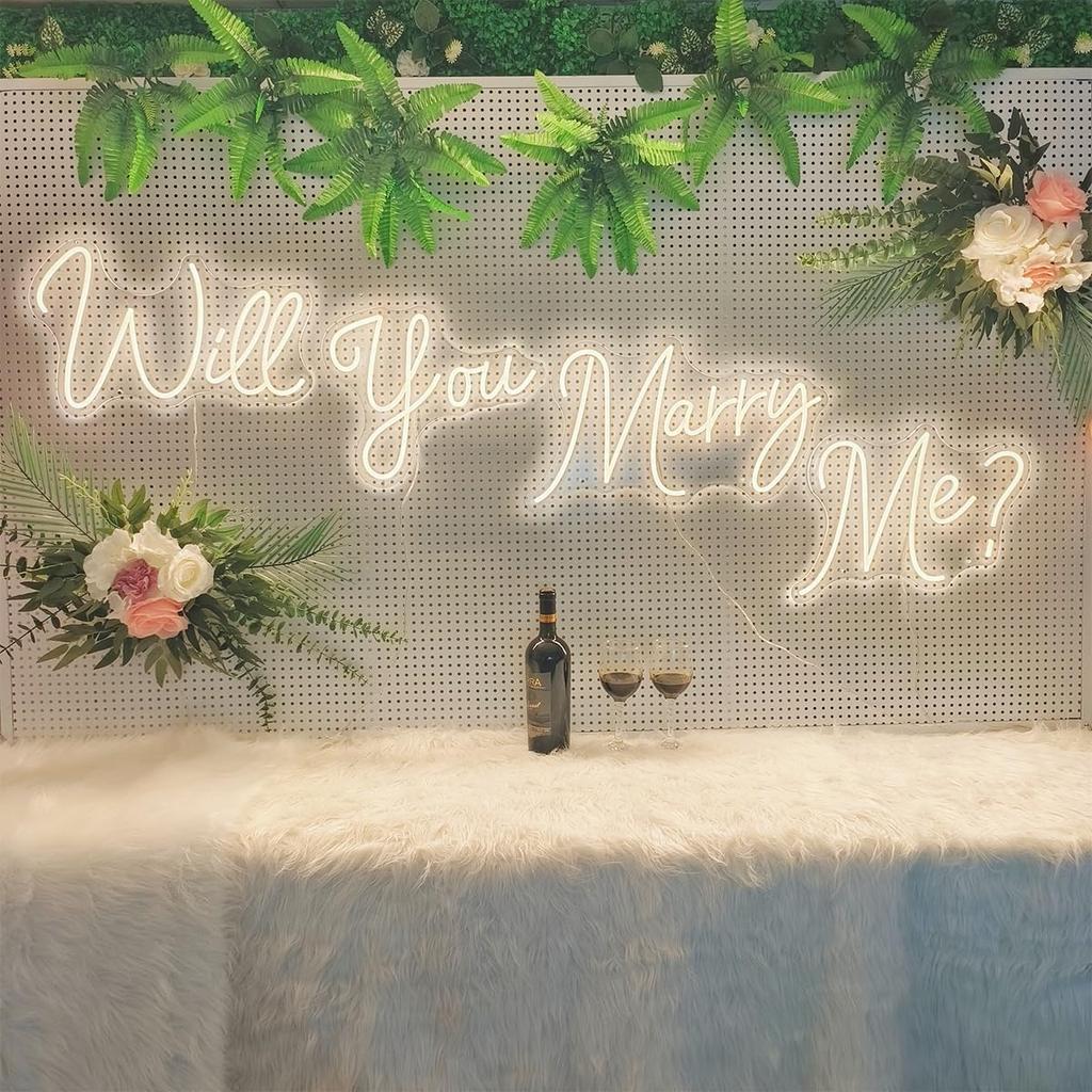 Will You Marry Me Neon Signs Super Large for Wall Decor, Wedding LED Neon Lights Signs for Proposal Wedding Celebration Romantic
