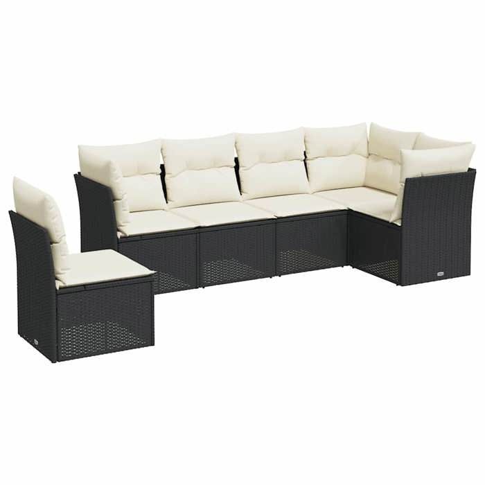 VidaXL Salon de Jardin avec Coussins 6 pcs, Canapés de Terrasse, Ensemble de Meubles de Patio, Mobilier d'Extérieur, Noir 3249535