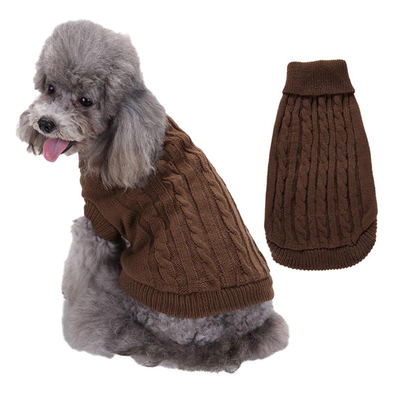 Solid Color High Neck Aran Cable Knit Sweater for Large Dogs