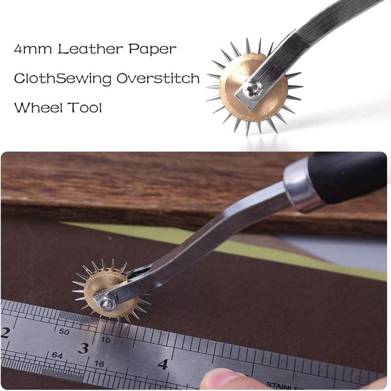 Stitch Marking Spacer with Wooden Handle Needle Point Tracing Wheel 2/3pcs Sewing Tools for Leather Craft Cloth Sewing