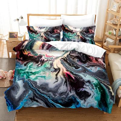 Gilding Marble Bedding Set Deep Color Soft Polyester Breathable Duvet Cover Set King Queen Twin Single Size with Pillowcase 3pcs