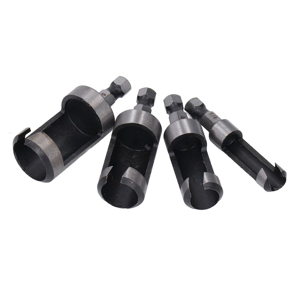 4 Pcs Wood Plug Cutter 1 4 3 8 1 2 5 8in Outer Diameter 1 4in Hex Shank Cork Cork Drill Bit Set for Woodworking