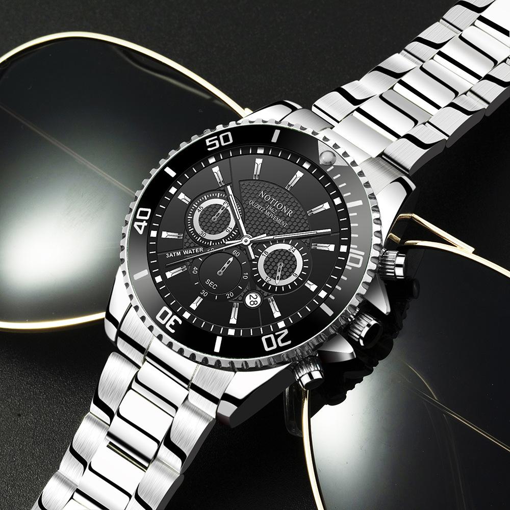 Orologio Classico da Uomo Orologio al Quarzo Orologio Multi-Quadrante Orologio in Acciaio Inossidabile Orologio Casual Sportivo da Uomo Orologio con Calendario Analogico