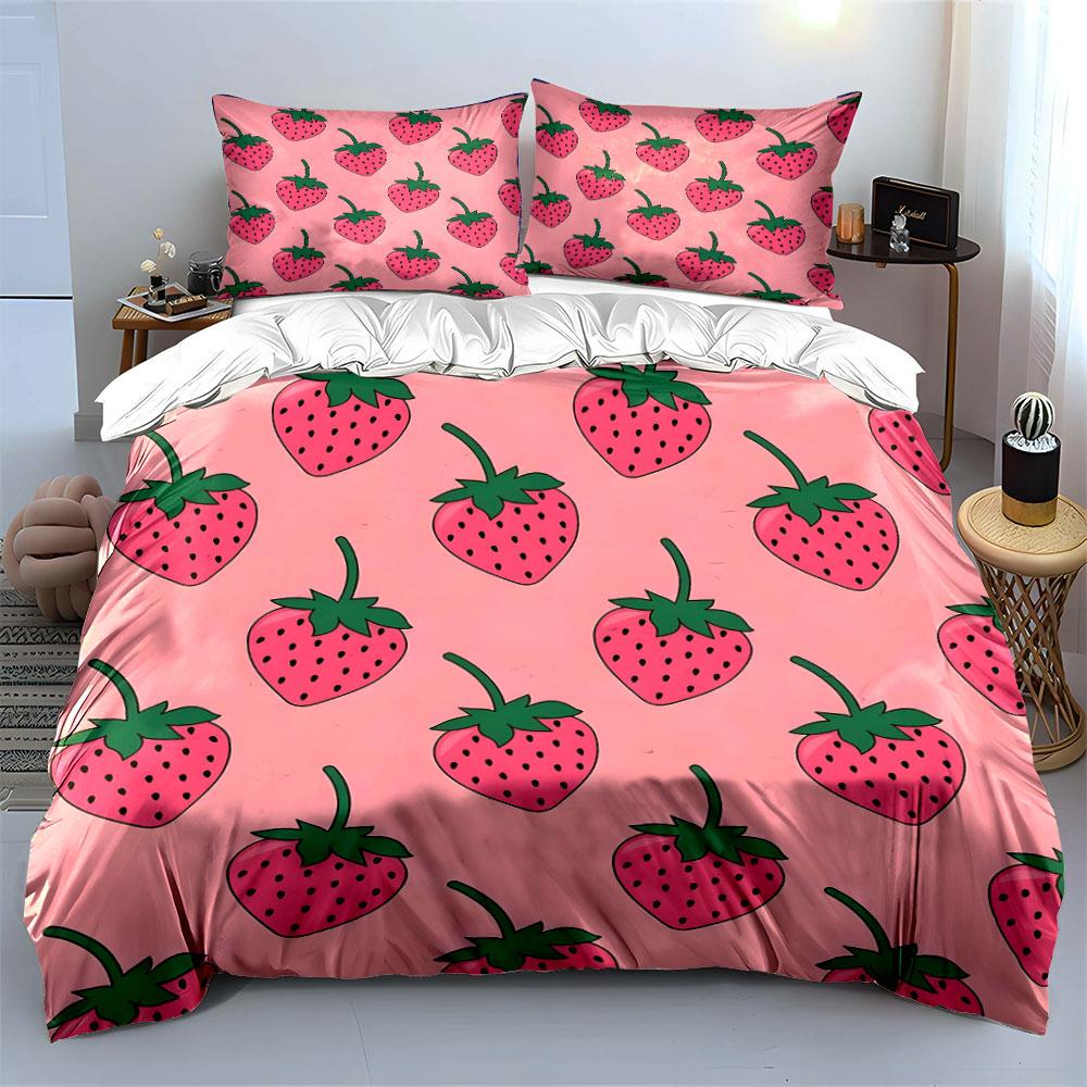 Strawberry Pattern Bedding Set Bedding Duvet Cover Set Duvet Cover Pillowcases (1 * Duvet Cover 2 * Pillowcases, without duvet insert)