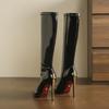 2026 Womens Pointed Toe Stiletto High Boots Patent Leather Long Winter Fall Slim Elastic Fashion