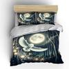 Flying White Owl In Moonlit Forest Print Bedding Set 1 Duvet Cover 2 Pillowcases For Adult And Children Luxury Gift Full Size