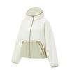 Fitness Series Sport Leisure Simple Color Block Hooded Zip-Up Sweatshirt Women Sweatshirt Off-White AWDU934-4
