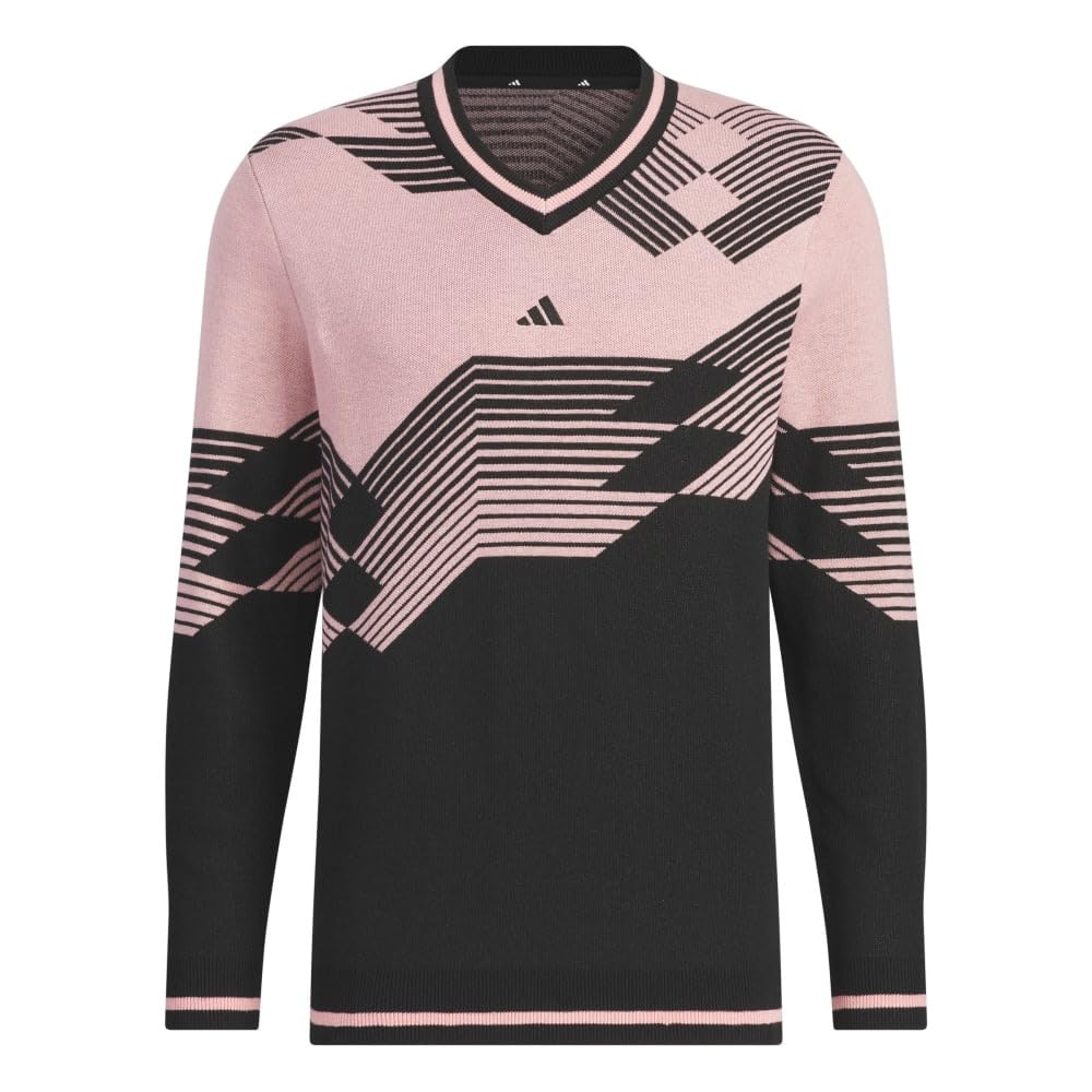 

Golf Sweater Archive Graphic Long Sleeve Sweater Spark [Adidas Golf] V-Neck Men s Black/Semi-Pink