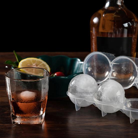 4 ks Kulatý výrobník ledových koulí s víkem Snadné plnění a uvolňování Formy na ledové koule na koktejly Nápoje Pomalu tající ledové koule na whisky Vodu Džus Kávu