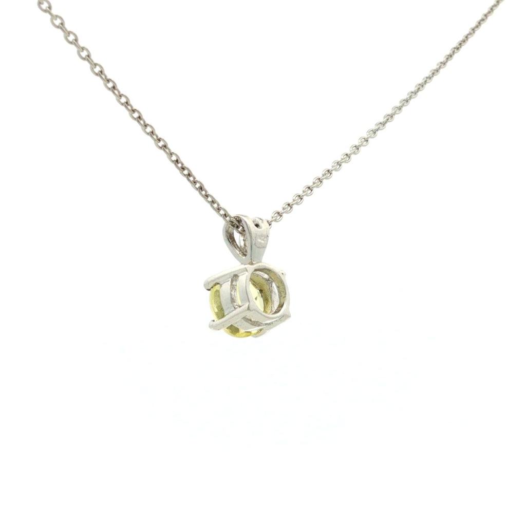 Lemon Quartz Round Pendant Necklace 925 Sterling Silver Rhodium Plated Solitaire Gemstone Pendant with Chain Gift for Women