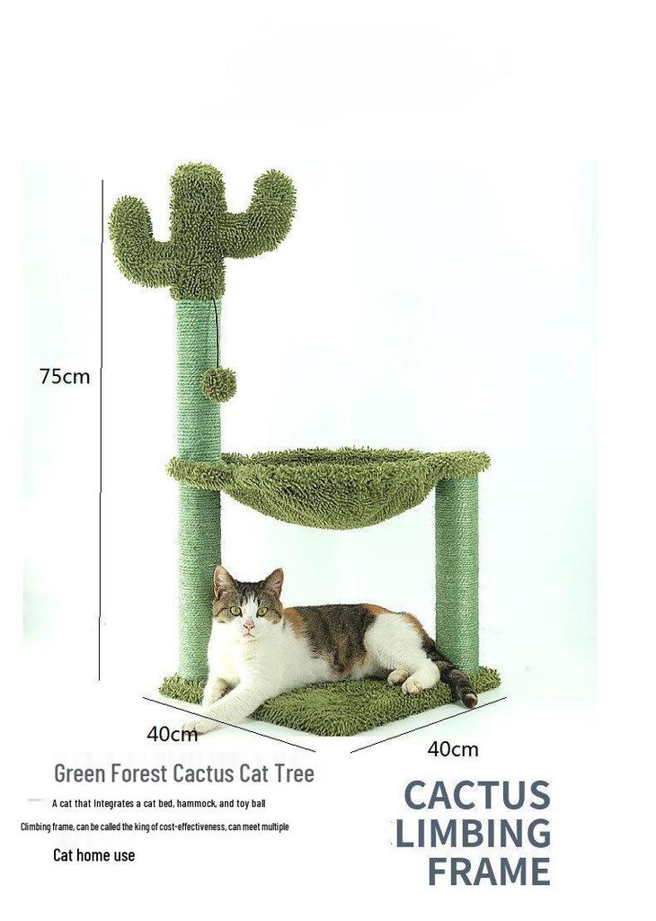 Cactus Cat Climbing Tree and Scratcher with Sisal Posts and Bed