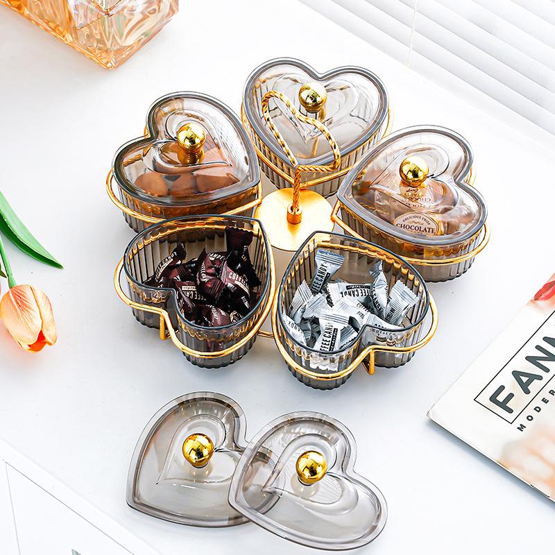Heart-Shaped Dustproof Dried Fruit Tray - Living Room Coffee Table Snack Box & Storage Bowl