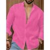 Men S Long Sleeve Solid Color Casual Cotton Linen Shirt