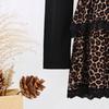 Women's Leopard Print Two-Piece Set: Top with High-Waisted Flare Mini Skirt for Autumn/Winter