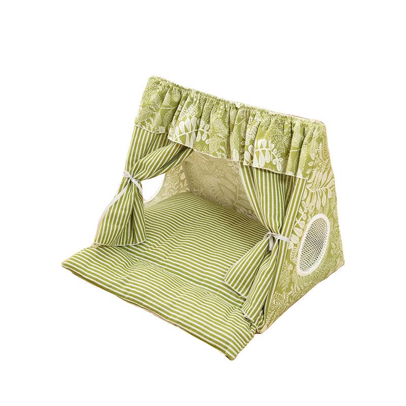 Ins New Semi Closed Cat Tent Bed Removable Washable Pet House for Small Dogs Breathable All Season Soft Kennel
