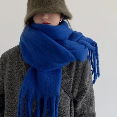 Yousheng Women Winter Scarf Solid Color Thickened Warm Shawl Scarf with Tassel Design Cold Weather Fashion Accessories