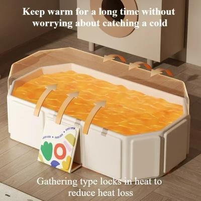 Foldable No Installation Bathtub for Kids Toddler Bath Tub with Drain Plug Space Saving PVC Portable Bathtub For 0-5 Years Old