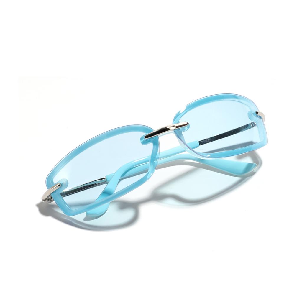 Glasses Square Candy Color Futuristic Sunglasses Women'S Semi-Metallic Dopamine Wearing Sunglasses