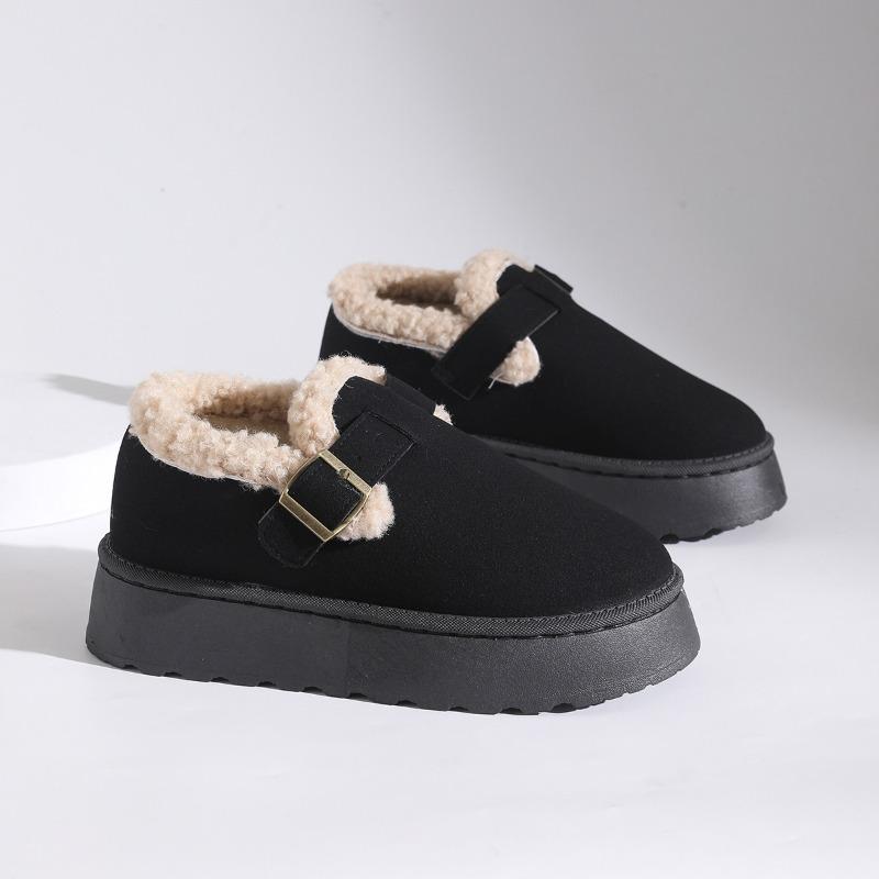 Large size casual winter new outer wear one-pedal Boken round head warm cotton shoes women