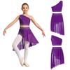 Kinder Mädchen 2-tlg. Glänzendes transparentes Netz-Crop-Top mit Rock Lyrischer Tanzkleid Ballsaal Kostüm