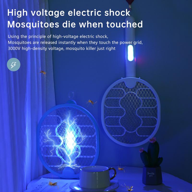3 In 1 Electric Mosquito Racket Rechargeable Usb Killer Anti Fly Mosquitoes Swatter LED Night Light Trap Bug Zapper Home Outdoor