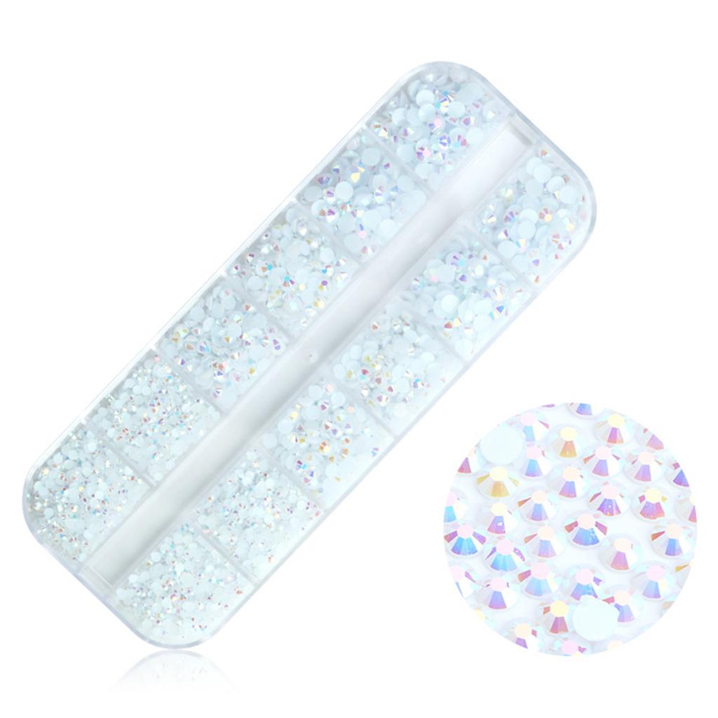 Glänzende Nagel-Strasssteine, runde Strasssteine mit flacher Rückseite, für DIY-Schmuck, Basteln, Nagelkunst-Dekorationen