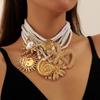 Gold-Plated Braided Rope Seashell Pendant Necklace for Women