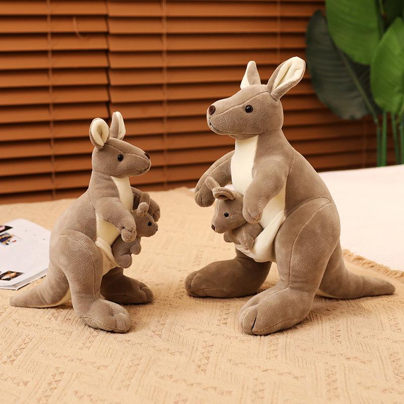Favorite Toy Unisex Kids Maroon Liifelike Kangaroo Plush Toy Kids Toy Australian Animal Kangaroo With Baby Plush Toys Funny Gift For Children