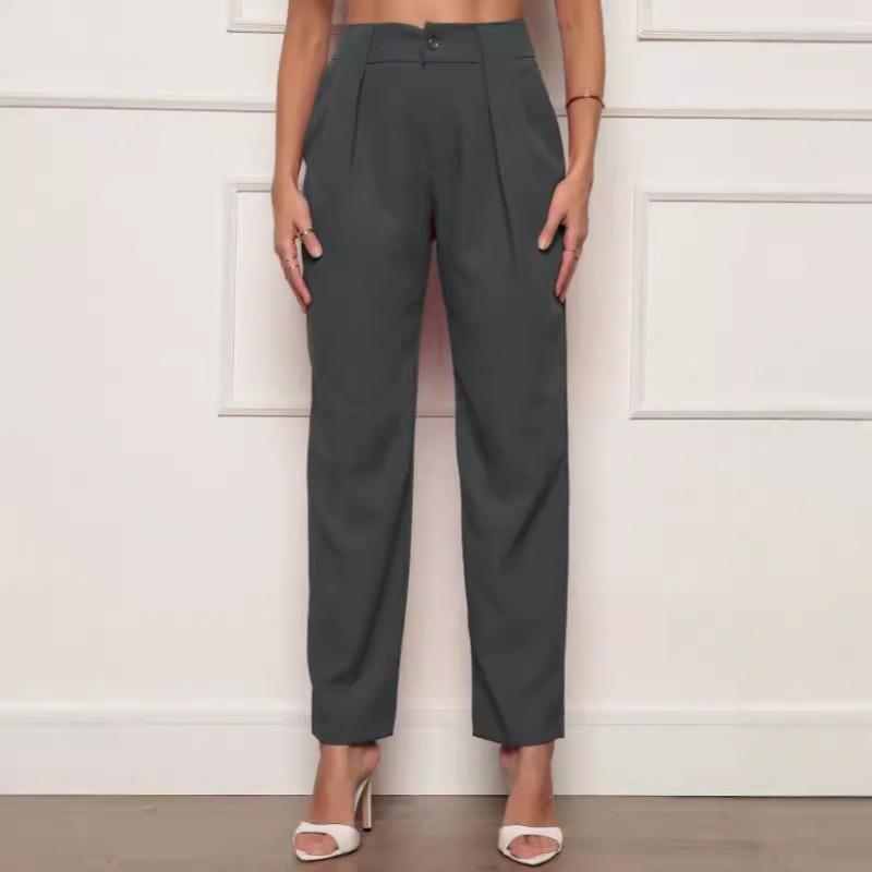 Women S Solid Color Slim Fit Casual Pants With Pockets Long Length