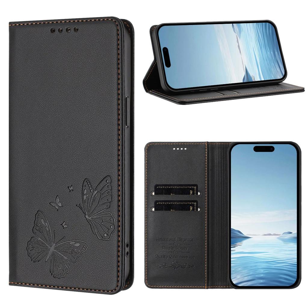 Butterfly Embossed Wallet Case For Samsung Galaxy S26 S25 S24 S23 S22 S21 S20 Ultra Plus FE Edge S10 S9 S8 S7 Edge RFID Blocking, Kickstand