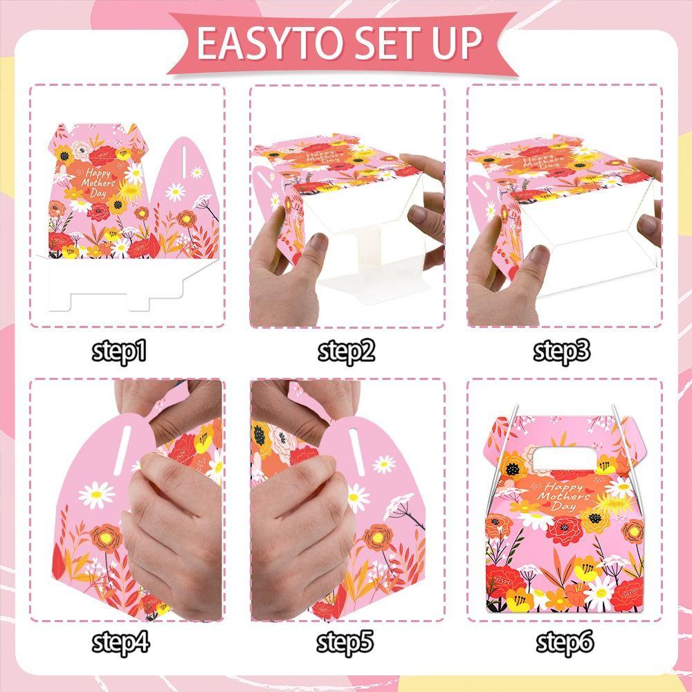 6pcs Cartoon Flowers Candy Boxes Paper Box Candy Cookie Box Gift Packaging Boxes Home Party Decor