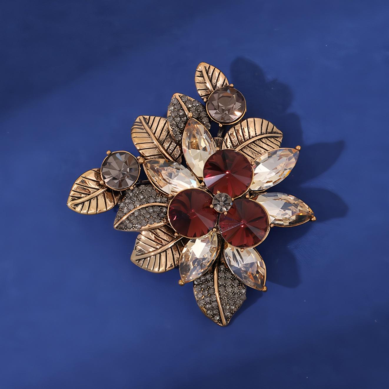 

Ретро Брошь-цветок для женщин, Изысканная и модная хрустальная брошь, Легкая роскошь, Высококлассный дизайн, Нишевая брошь