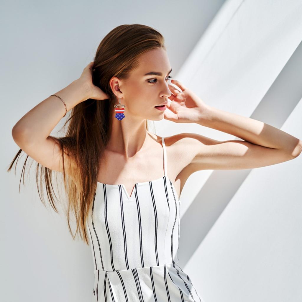 Bikini Shaped Striped Earrings, American Independence Day Earrings