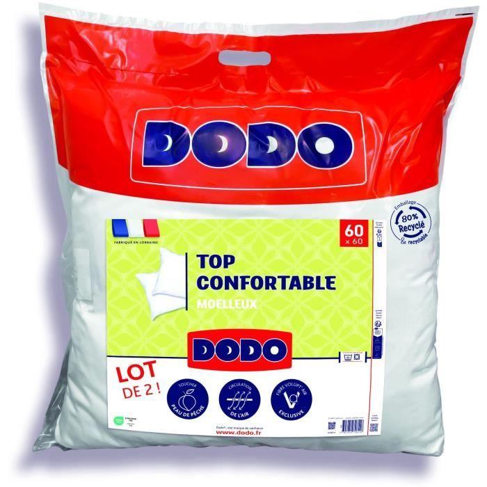 DODO - Set of 2 Pillows - Comfortable - 60 x 60 cm - 100% Polyester VOLUPT'AIR - White