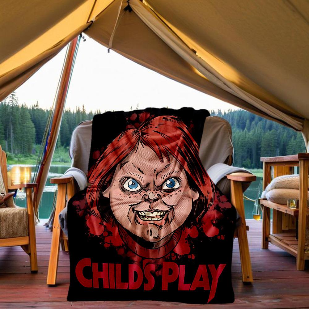1pc Chucky Outdoor Blanket Lightweight Flannel, Soft & Warm, All Season Use for Sofa, Outdoor, Camping, Living Room, Office, Chair