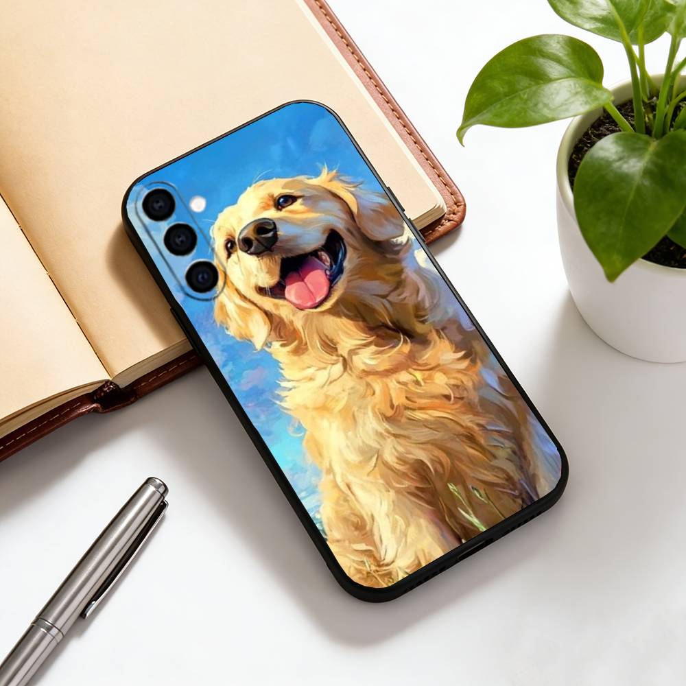 Ölgemälde eines Hundes Handyhülle für Samsung Galaxy A73,A72,A71,A70,A53,A52,A51,Weiche Silikon-Schwarze Hülle