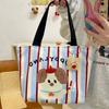 Women's Style Fresh Sweet Small Square Bag Contrast Color Spring Hot Sale New Cute Dog Mom Lunch Bag Canvas Tote Bag