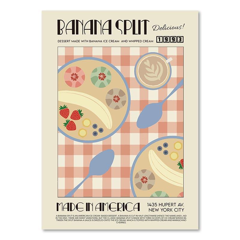 Funny Sushi Ramen Wall Art Canvas Painting Nordic Mojito Posters and Prints Banana Split Pictures for Kitchen Dinning Room Decor